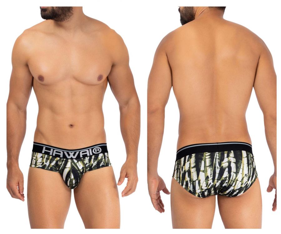 HAWAI 42192 Printed Microfiber Hip Briefs Military Green