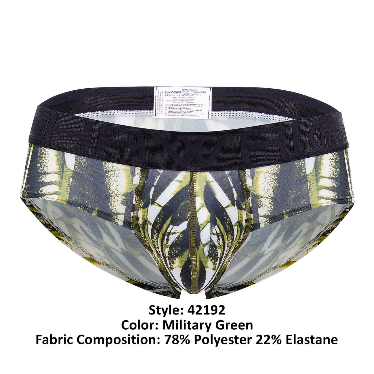 HAWAI 42192 Printed Microfiber Hip Briefs Military Green