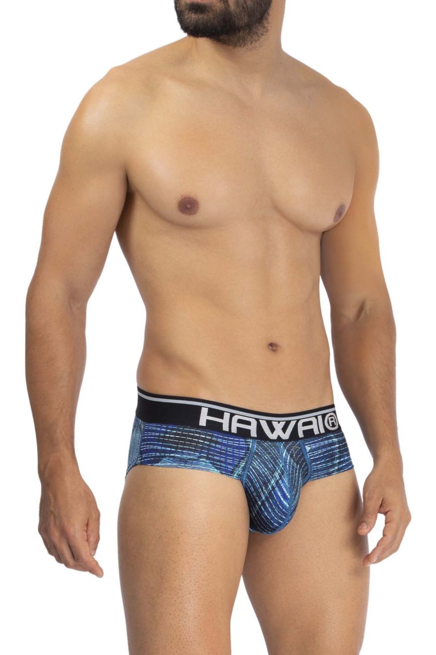 HAWAI 42193 Printed Microfiber Hip Briefs Royal Blue