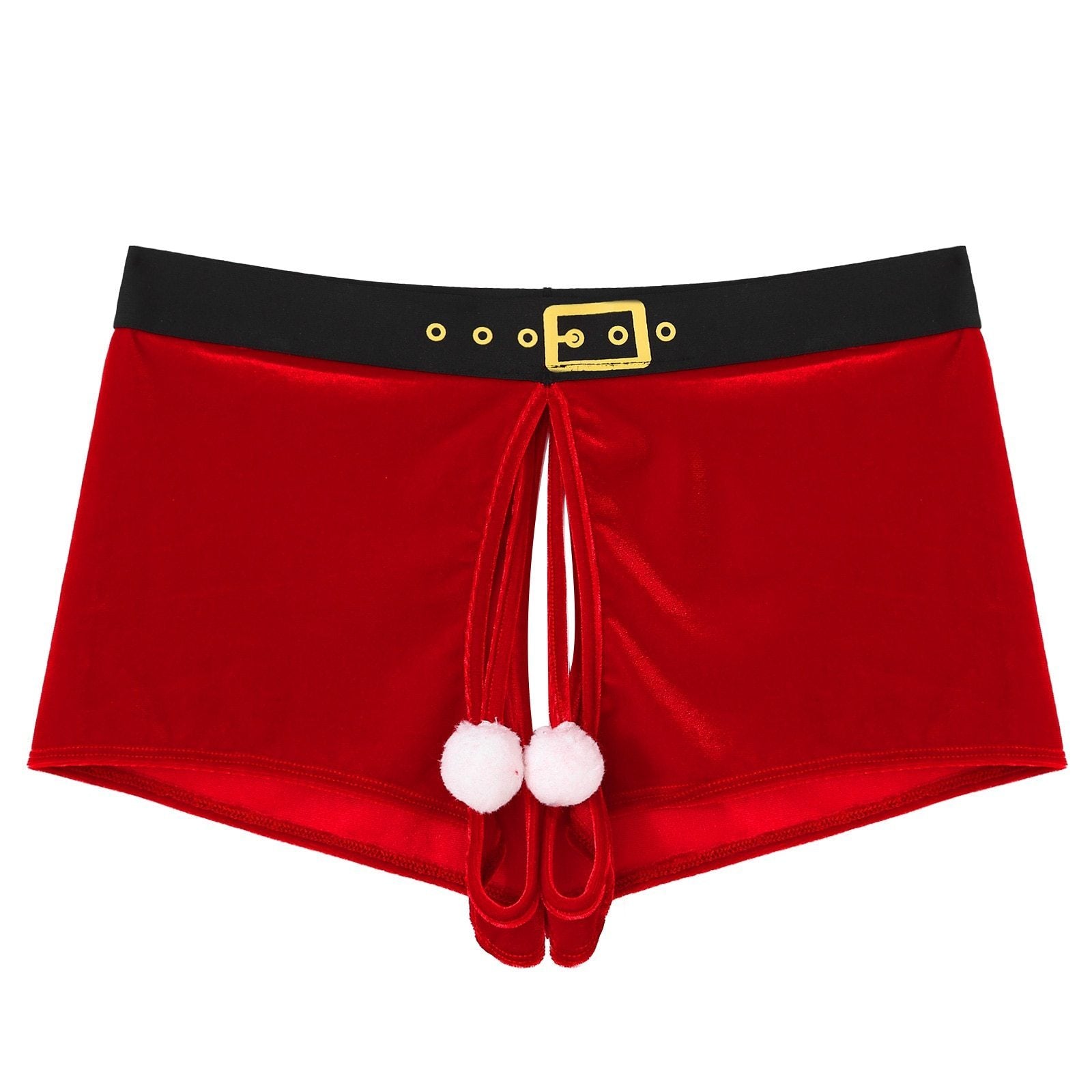 JCSTK - XMAS GIFT - Mens Christmas Naughty Santa Boxer Shorts with Open Crotch