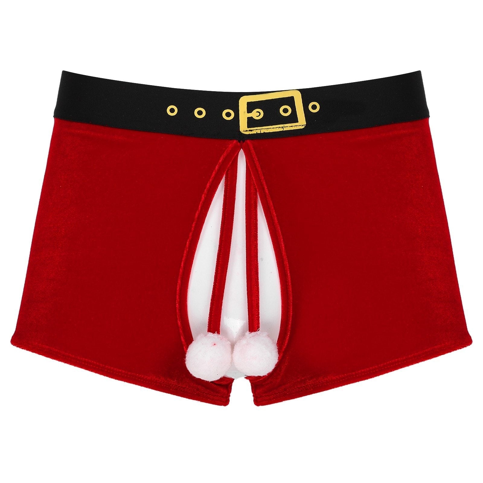 JCSTK - XMAS GIFT - Mens Christmas Naughty Santa Boxer Shorts with Open Crotch