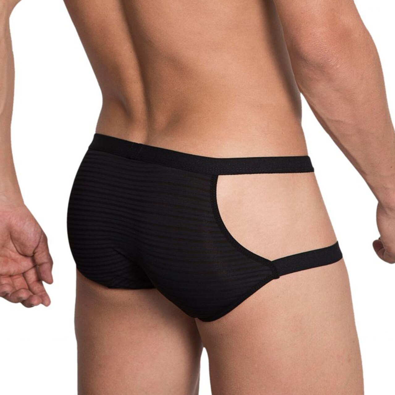 SALE - Mens Hidden Seduction Stretch Spandex Brief with Open Sides Black