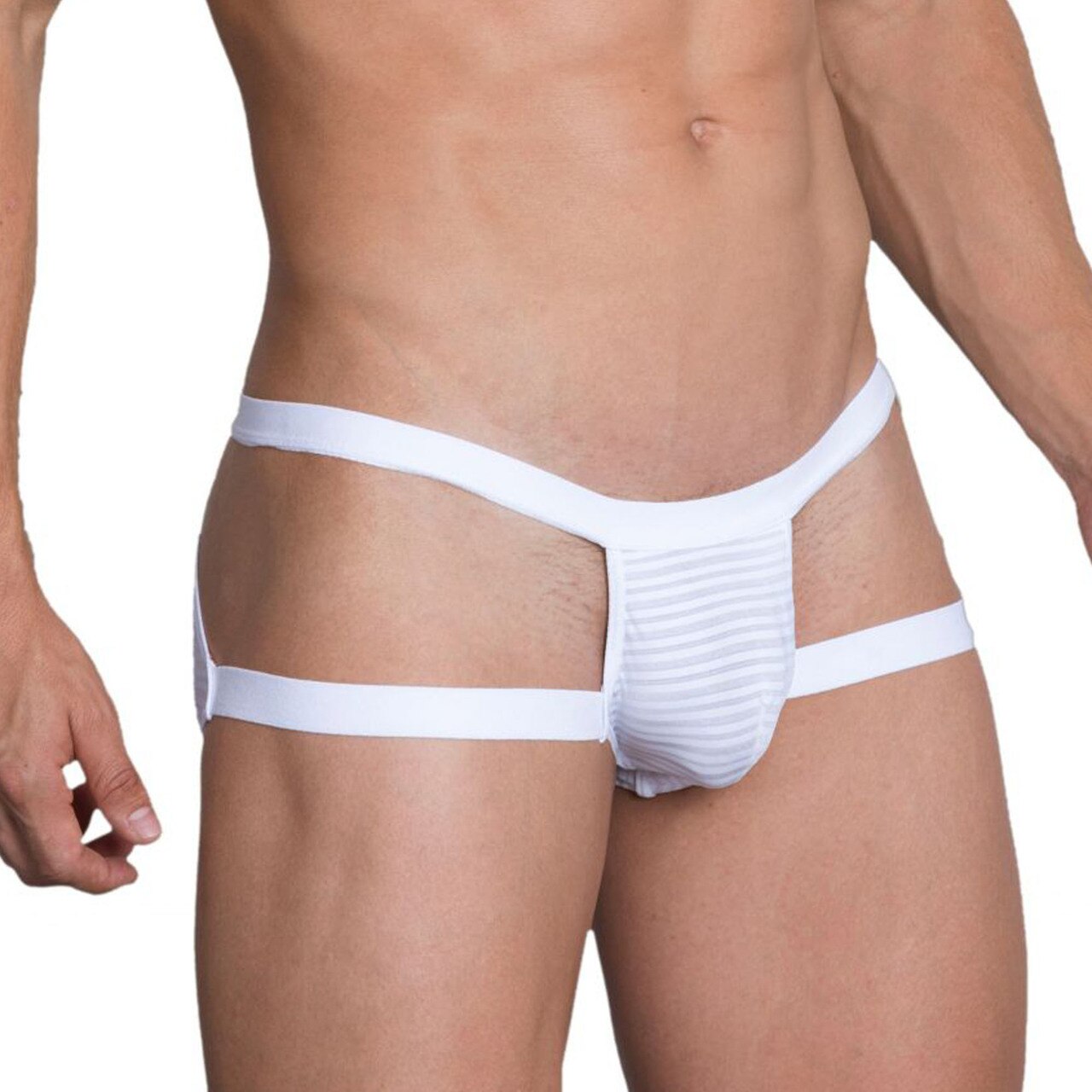 JCSTK - Mens Hidden Seduction Stretch Spandex Brief with Open Sides White