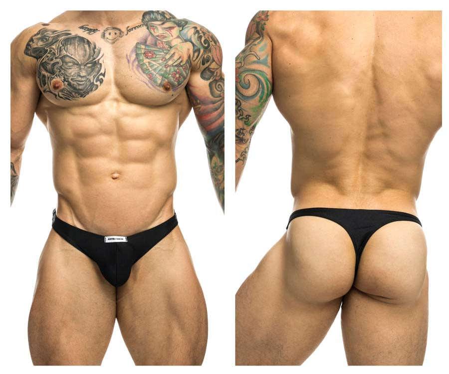 JUSTIN+SIMON XSJ03 Silky Sexy Thongs Black Plus Sizes