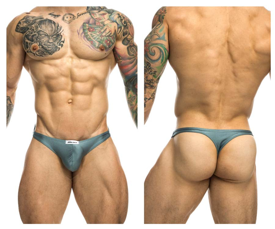 JUSTIN+SIMON XSJ03 Silky Sexy Thongs Metal Green Plus Sizes