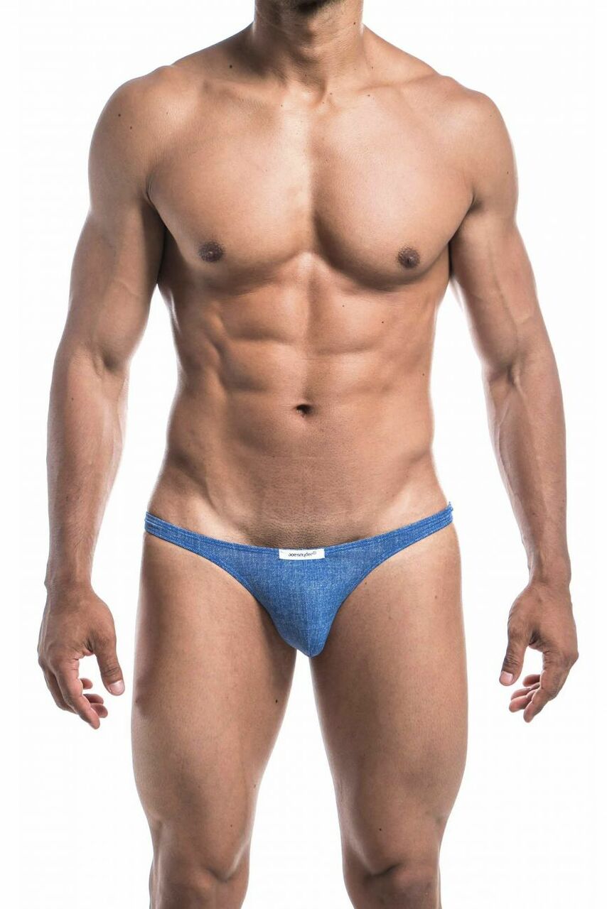 Mens Denim Look Spandex Capri Bikini Brief Blue