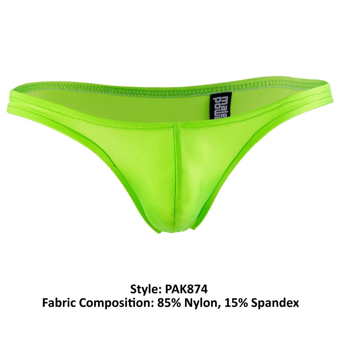 Male Power PAK874 Euro Male Spandex Full Cut Thong Lime