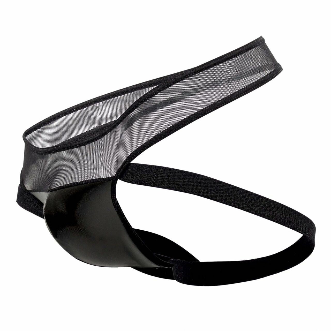 SALE - Mens PPU Underwear Mesh and Spandex Jock Strap Black