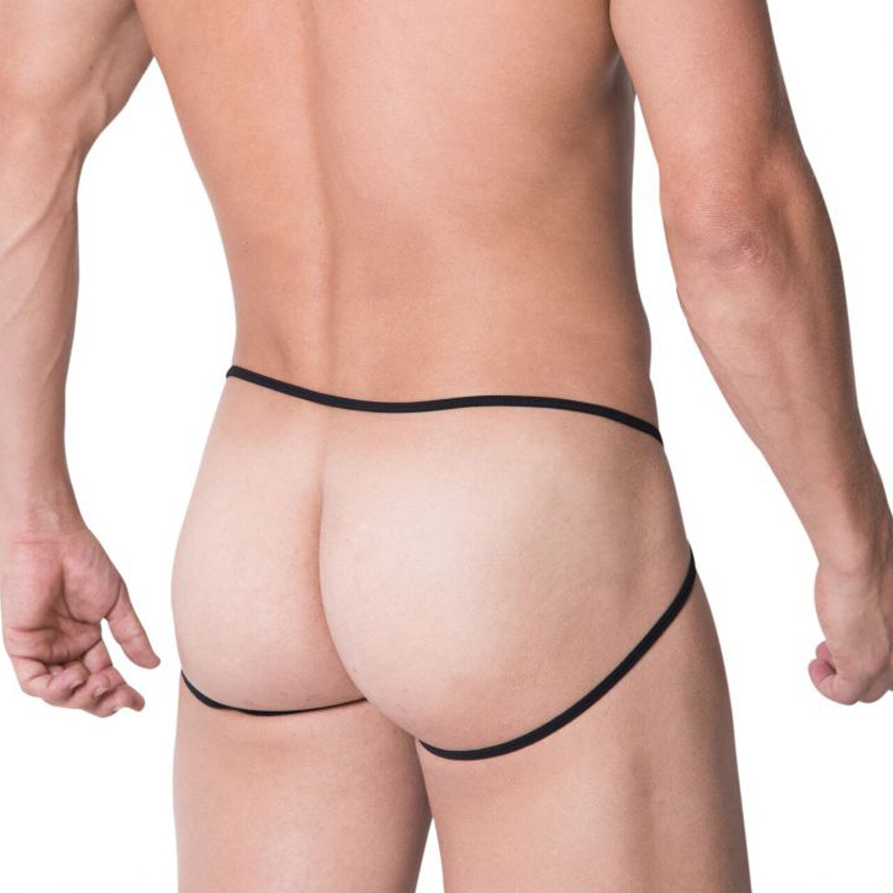 Mens PPU Underwear Open Front Jockstrap Black