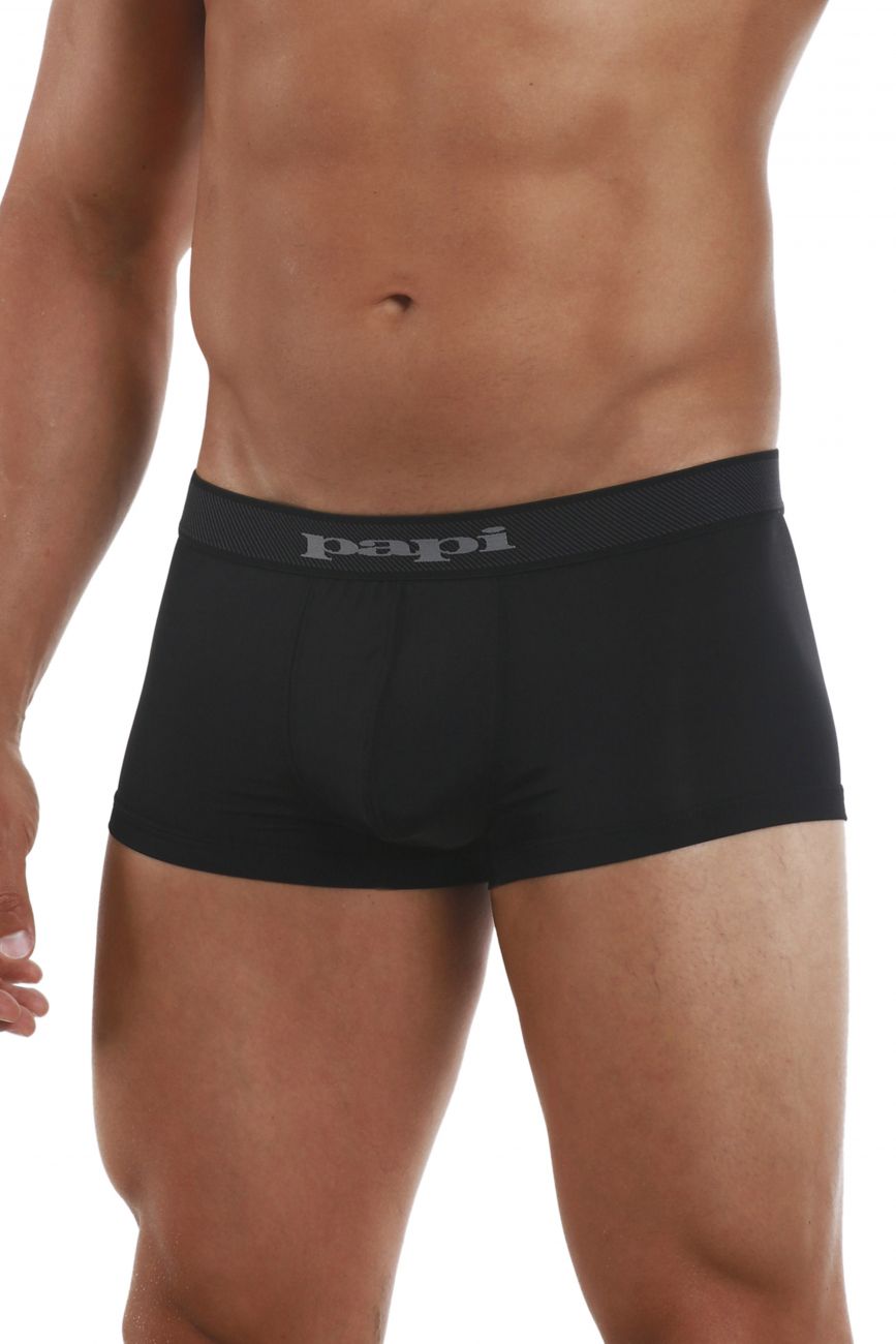 Papi 626182-962 Cool2 2PK Solid-Print Brazilian Trunks Black Gray