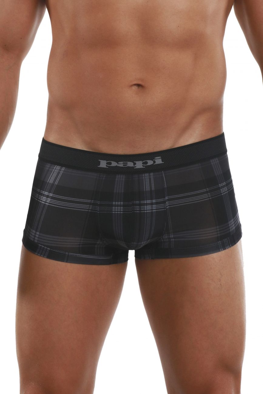 Papi 626182-962 Cool2 2PK Solid-Print Brazilian Trunks Black Gray