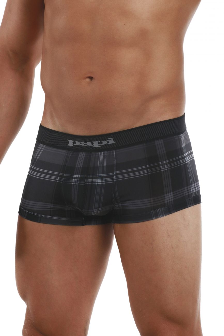 Papi 626182-962 Cool2 2PK Solid-Print Brazilian Trunks Black Gray