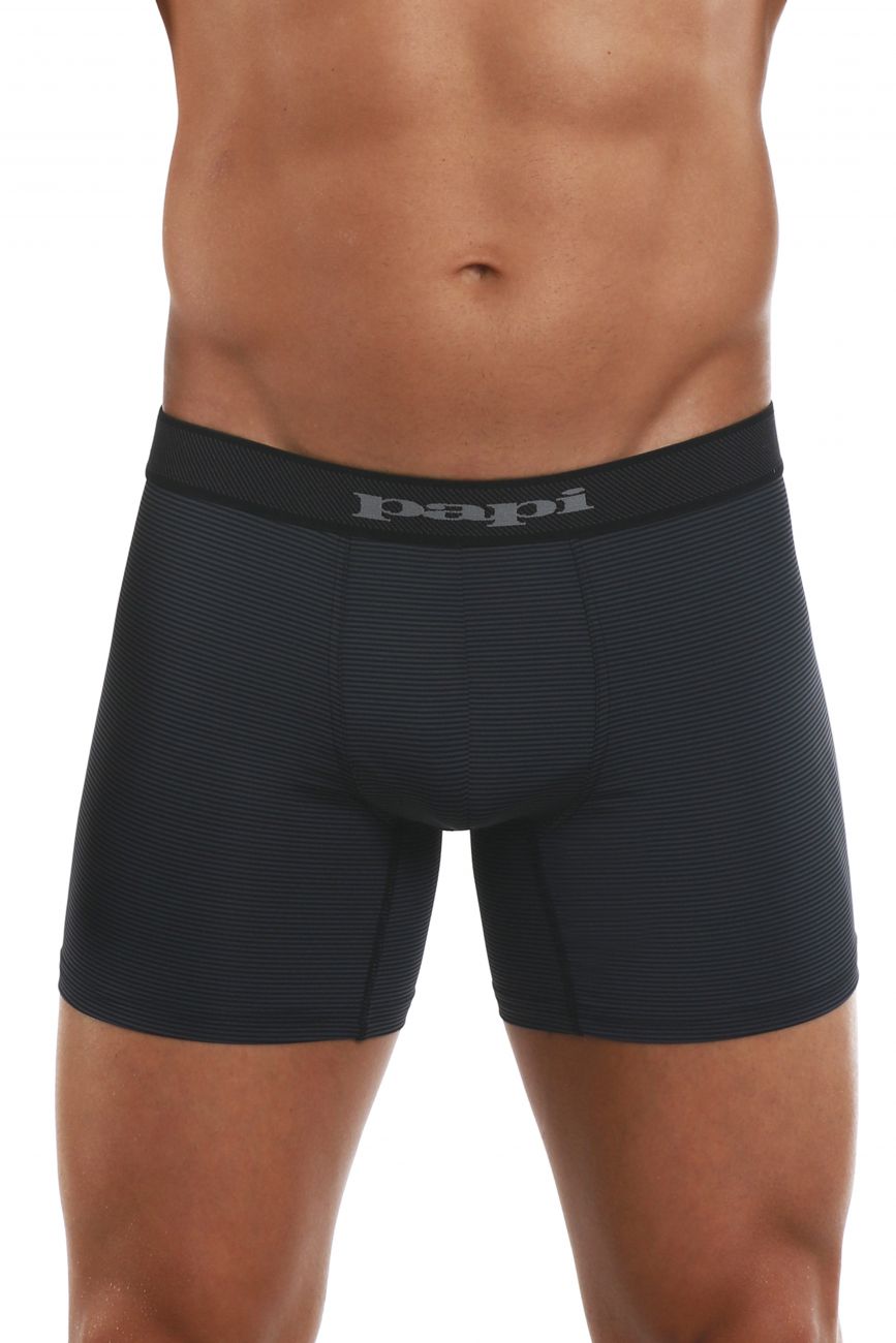 Papi 626185-962 Cool2 2PK Solid Boxer Briefs Black Gray