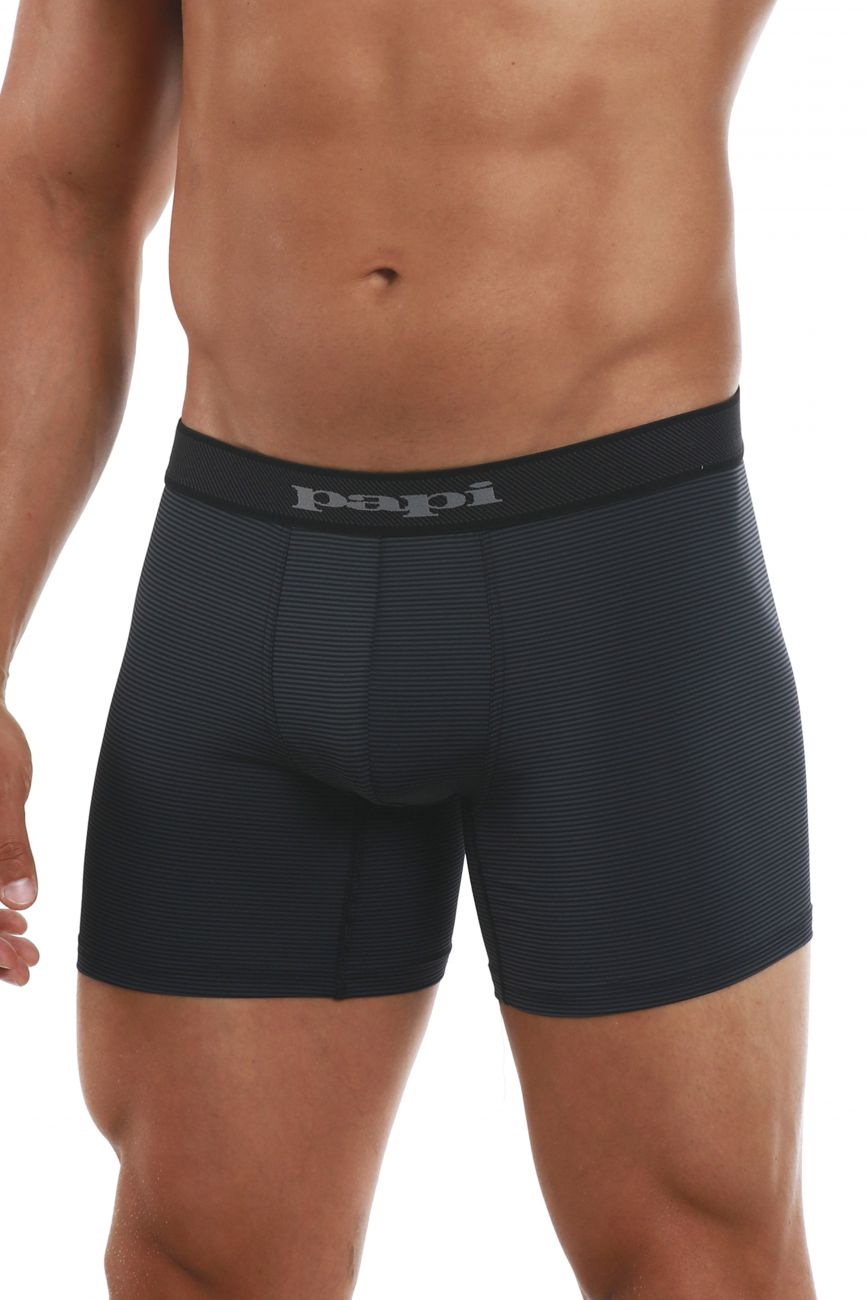 Papi 626185-962 Cool2 2PK Solid Boxer Briefs Black Gray