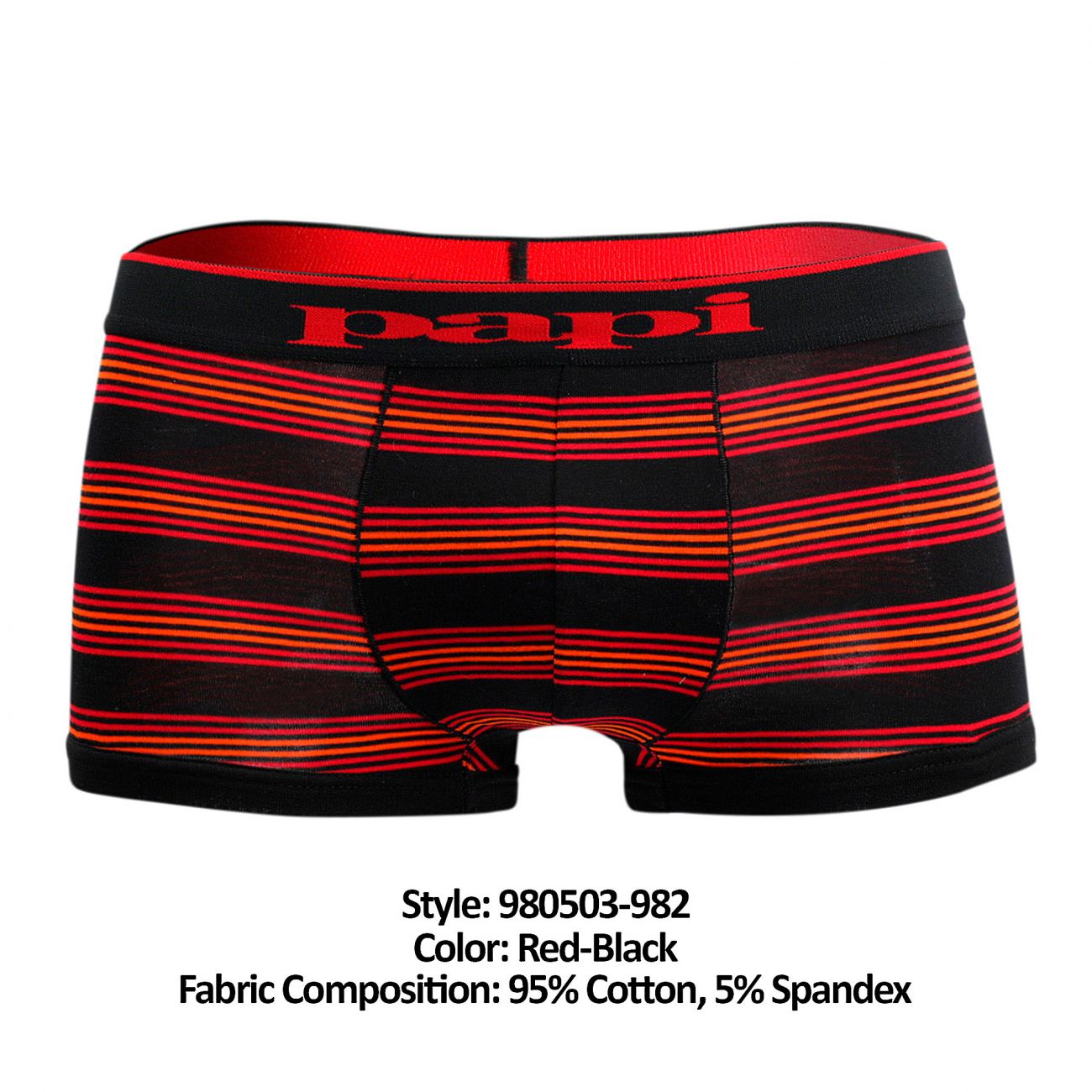 Papi 980503-982 Cotton Stretch Brazilian Yarndye Band Stripe Red Black