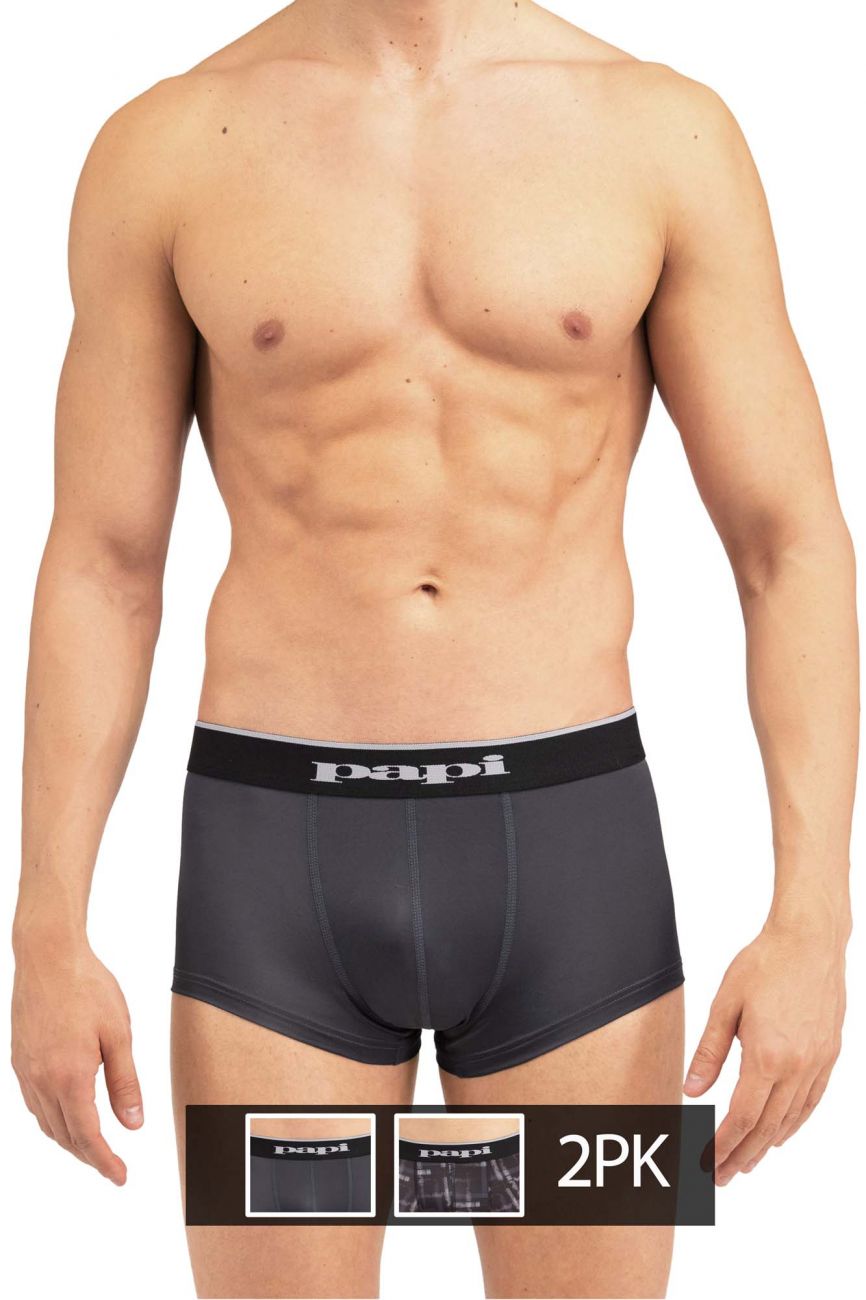 Papi MPA005 2PK Brazilian Trunks Black Gray