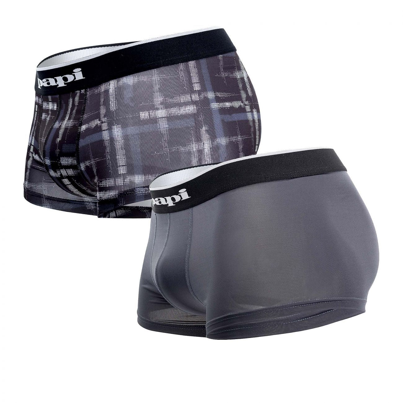 Papi MPA005 2PK Brazilian Trunks Black Gray