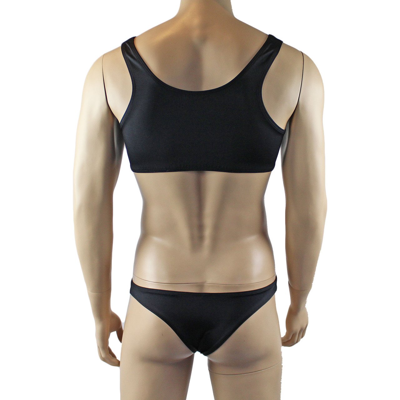 Male Lingerie Bra Top with V Lace front and Capri Bikini (black plus other colours)