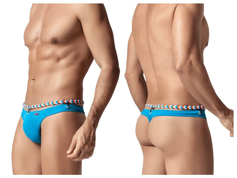 SALE - Mens Cygnus Thong with Braided Top Blue