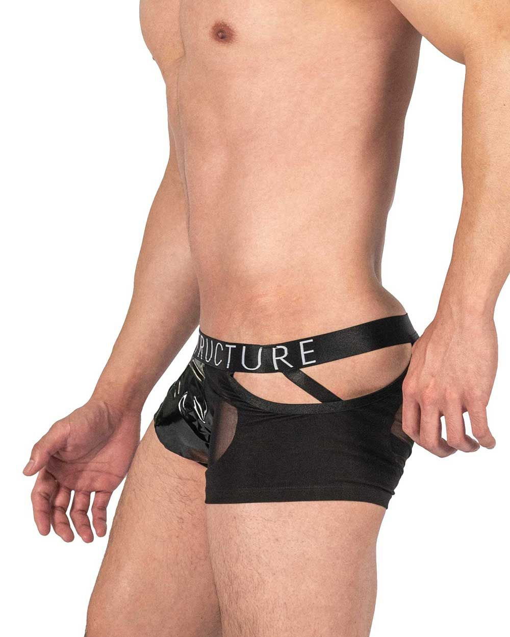 Private Structure LCUT4420 Alpha Low Waist Mesh Back Jockstrap Trunks Black