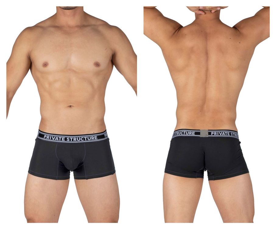 Private Structure PBUT4379 Bamboo Mid Waist Trunks Raven Black