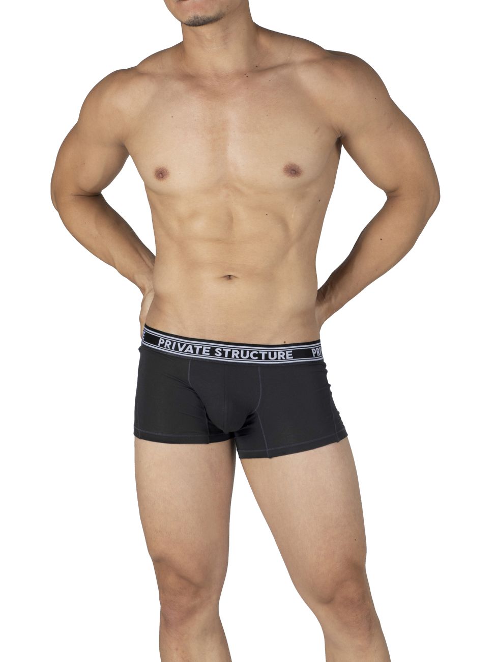 Private Structure PBUT4379 Bamboo Mid Waist Trunks Raven Black