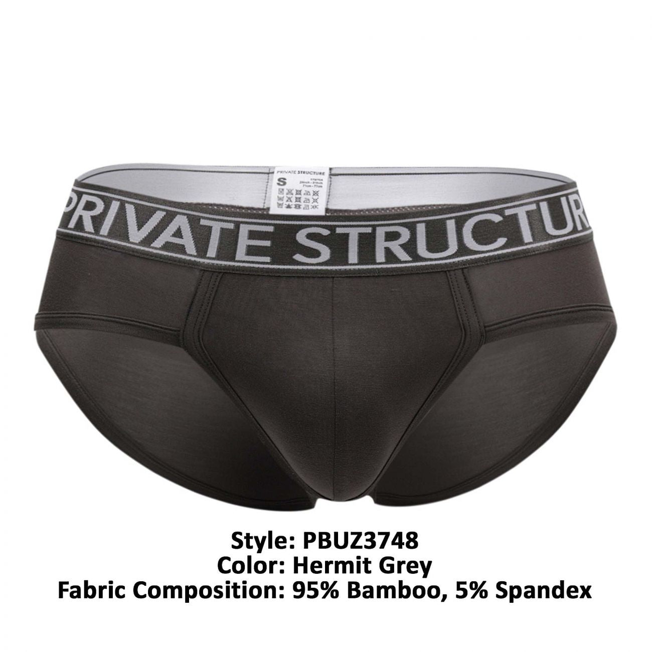 Private Structure PBUZ3748 Platinum Bamboo Contour Briefs Hermit Gray