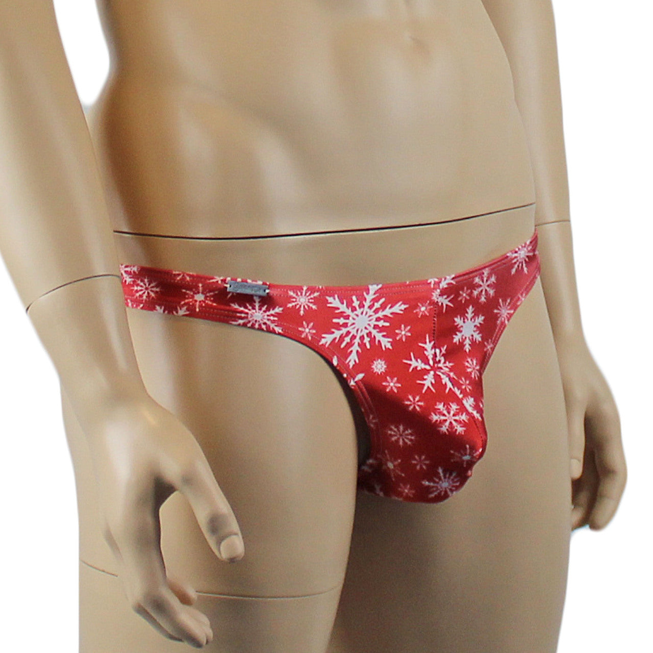 Mens Christmas Snow Flake G string Thong Xmas Underwear Red and White