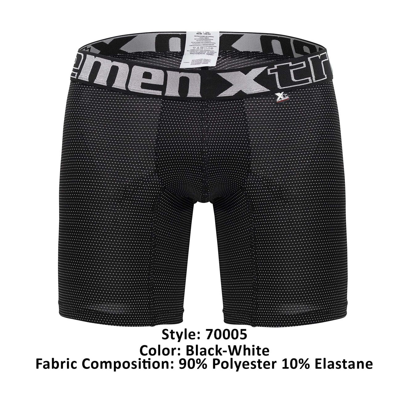 Xtremen 70005 Long Boxer Briefs Black White Plus Sizes