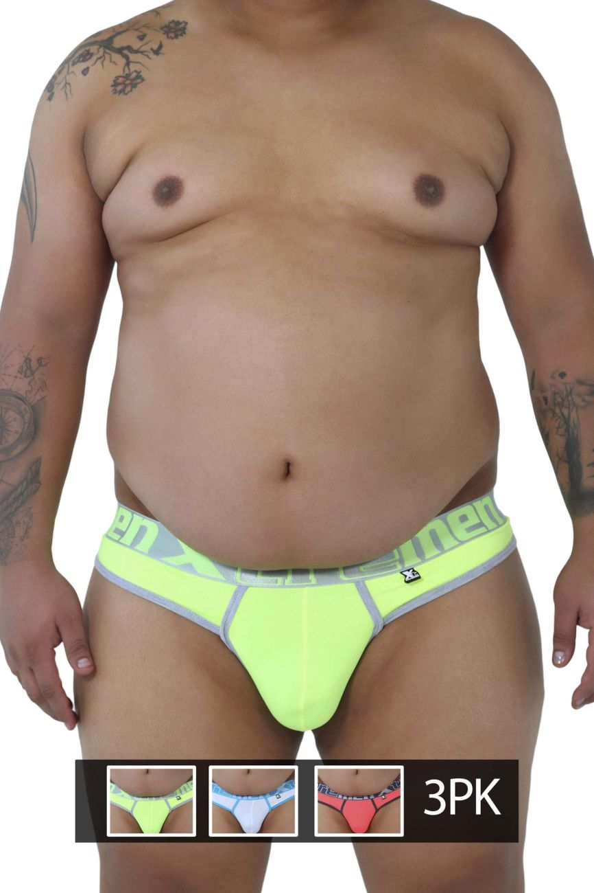 Xtremen 91031X-3 3PK Thongs Green-White-Fuchsia Plus Sizes