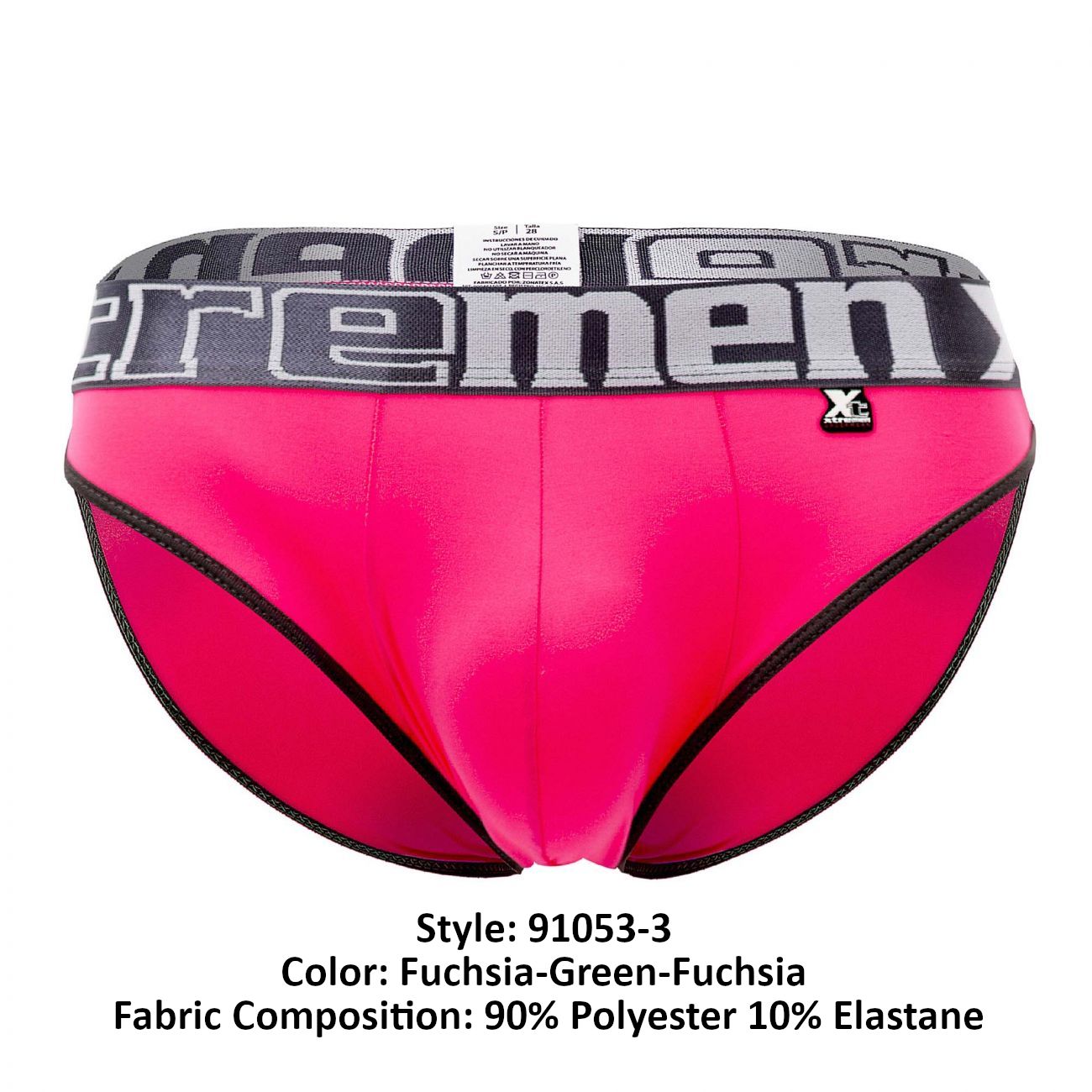 Xtremen 91053-3 3PK Briefs Fuchsia-Green-Fuchsia