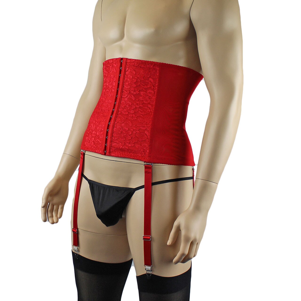Mens and Womens Bustier Waist Cincher Corset Red