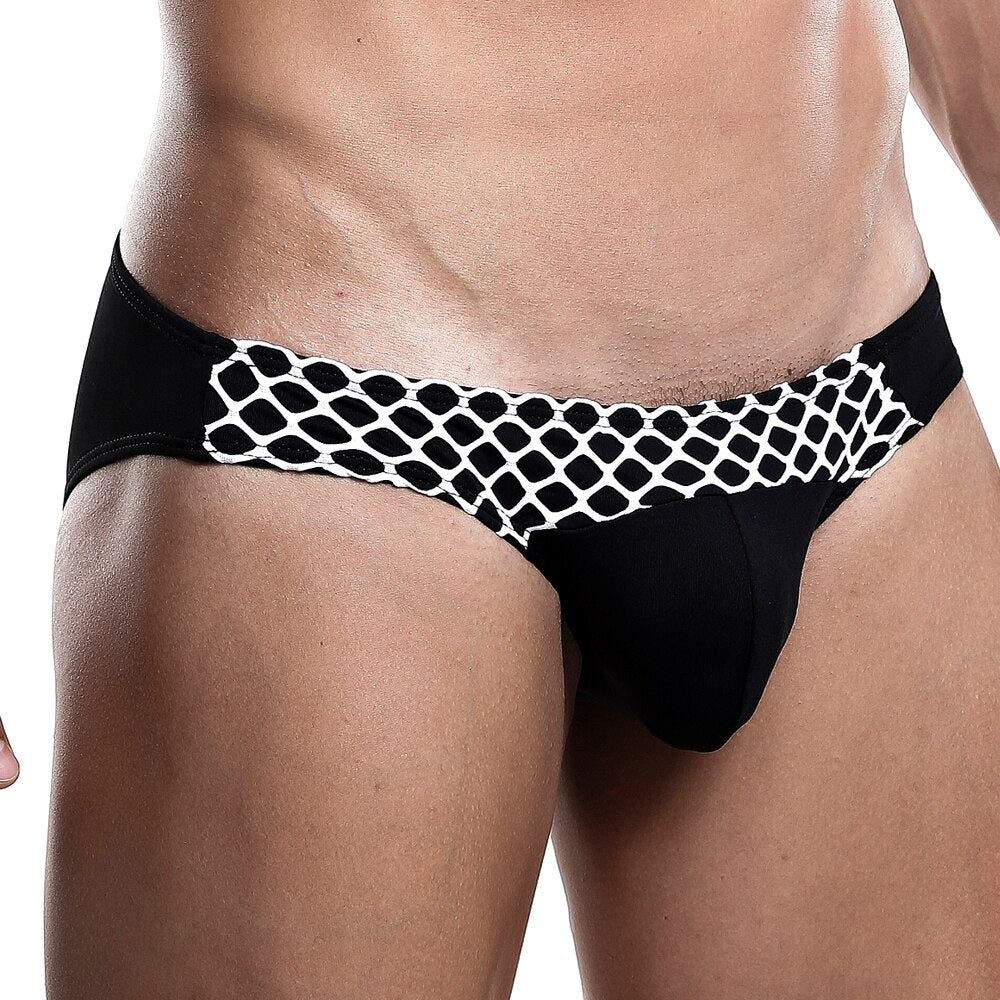 JCSTK - Mens Daddy Underwear Bikini Brief with Mesh Black