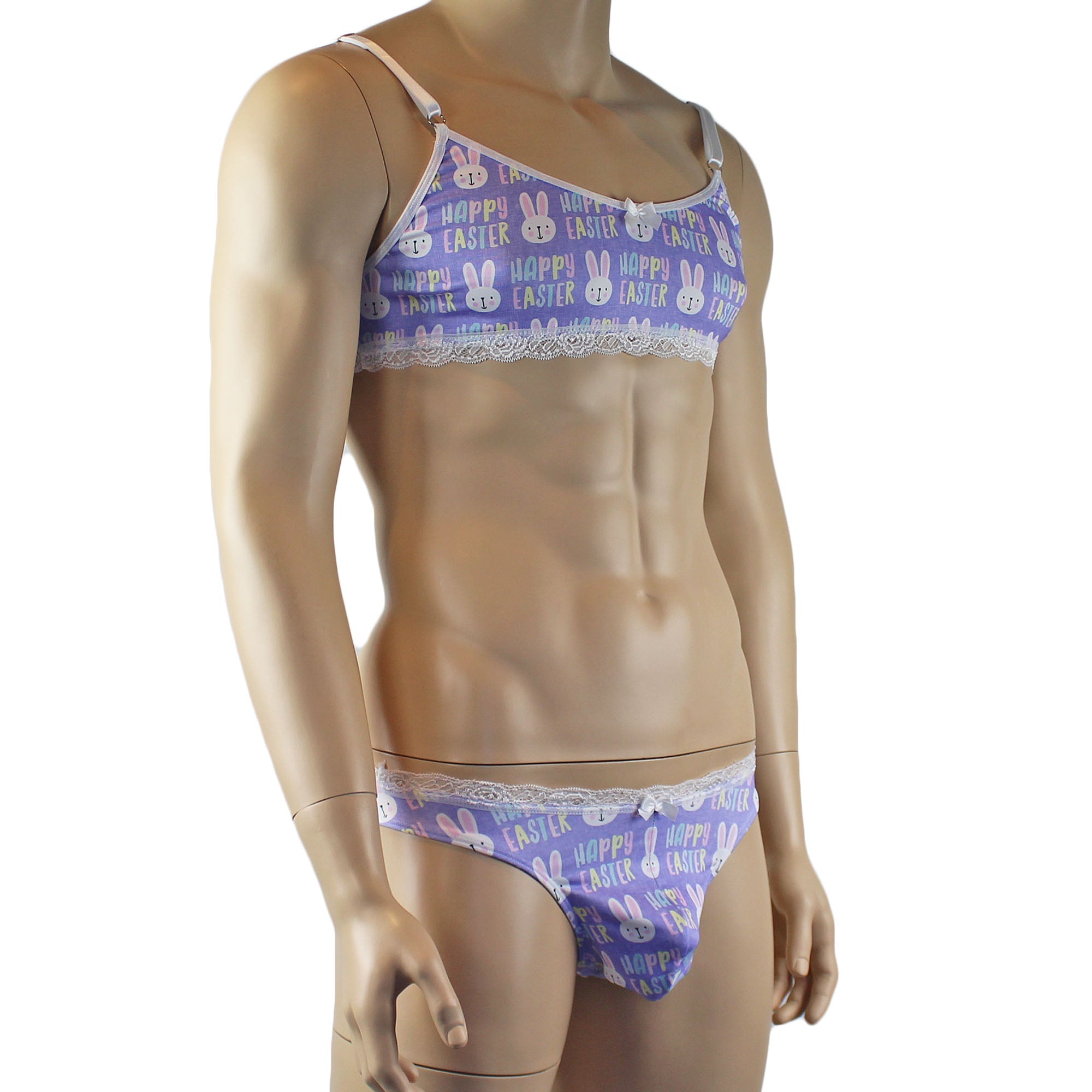 Mens Happy Easter Bra Top and G string Thong Panties