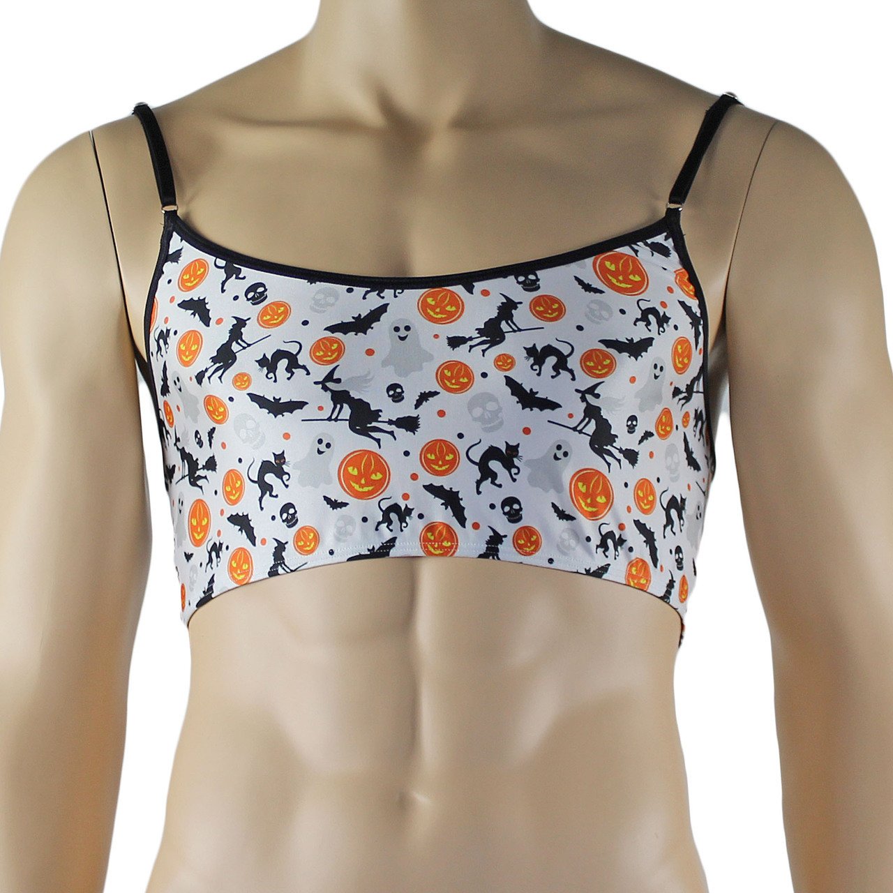 Mens Halloween Witches, Pumpkins, Bats and Cats Camisole Top