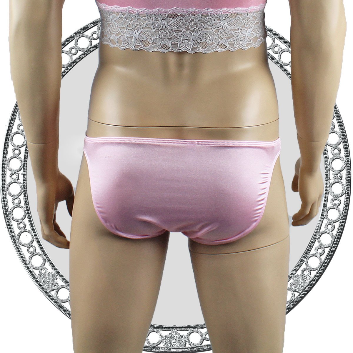 Mens Joanne Underwear Lacey Lovelies Bikini Brief Panties Light Pink and White Lace