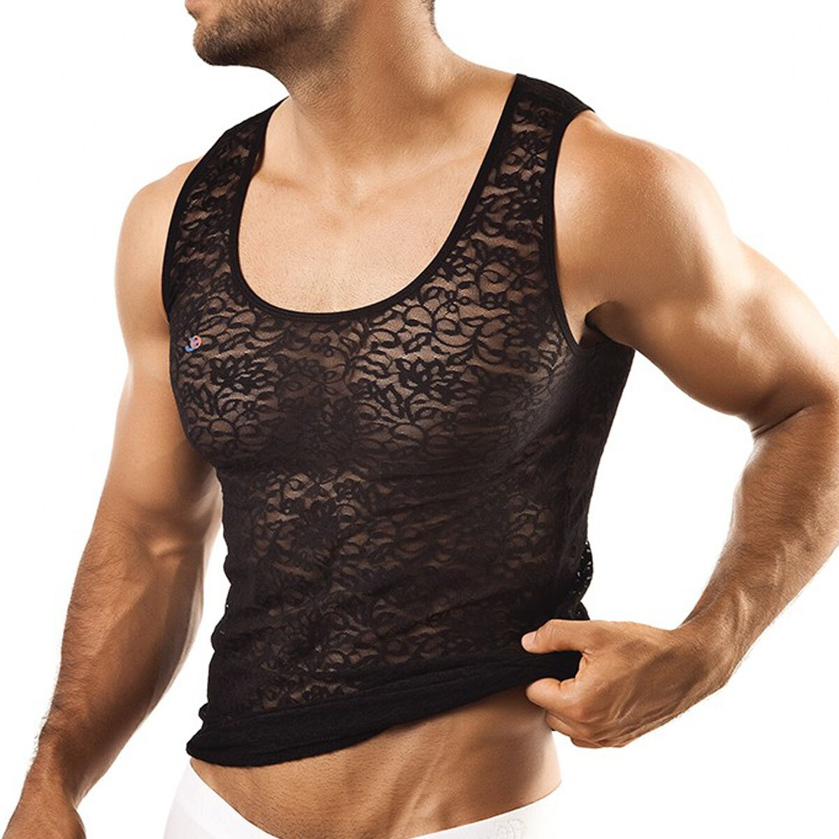 Mens Joe Snyder Stretch Lace Tank Top Black