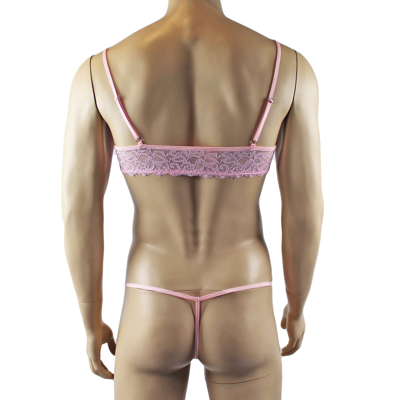 Mens Lingerie Bra Top and Pouch G string (light pink plus other colours)