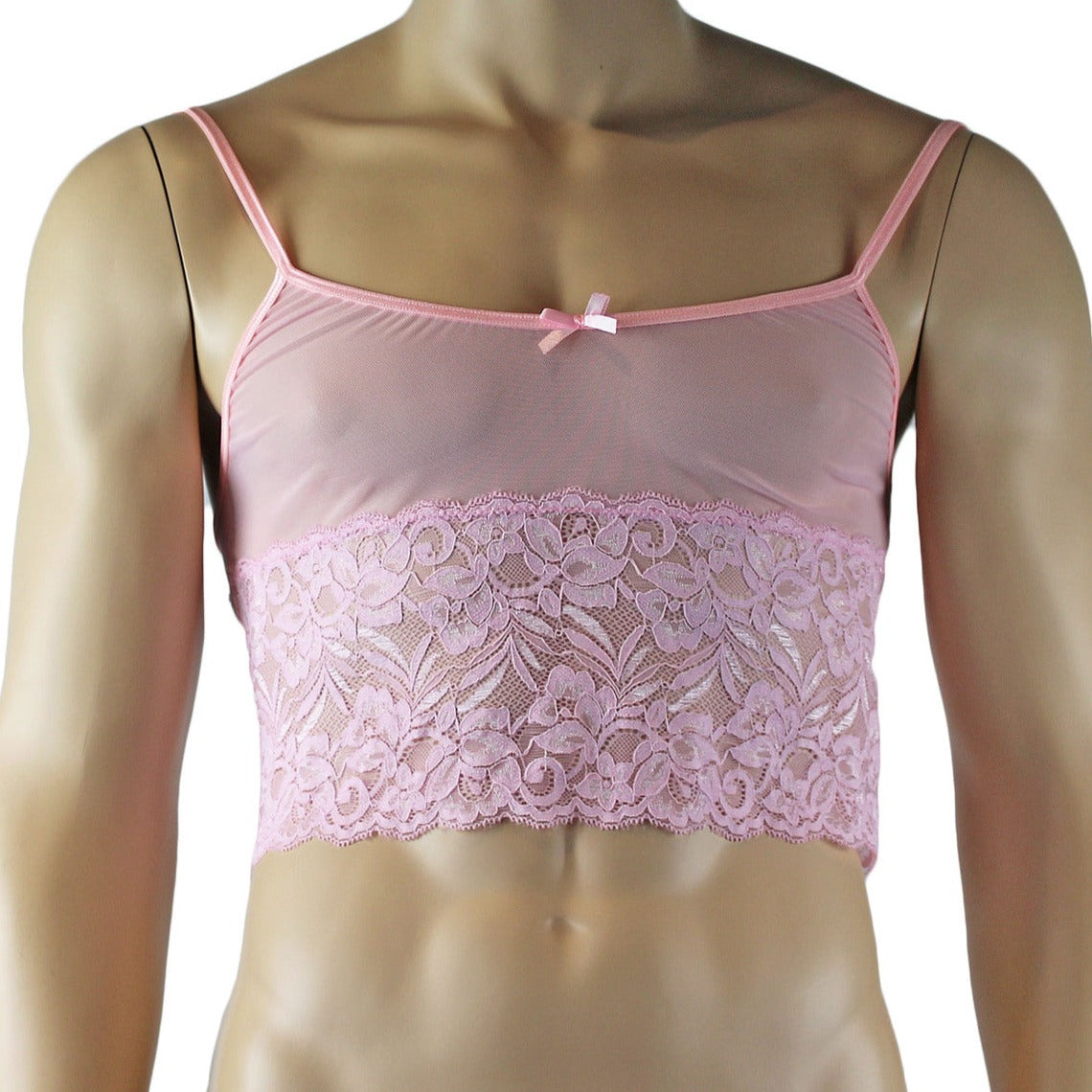 Mens Kristy Sexy Lace Camisole Top Male Lingerie Light Pink