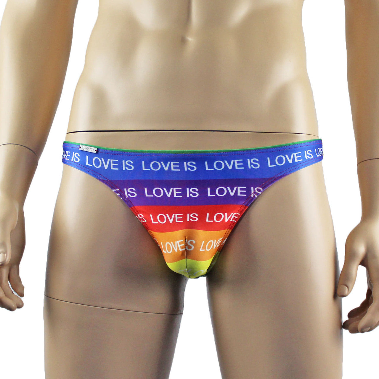 Mens Rainbow Gay Pride Love is Love Wide Front Thong
