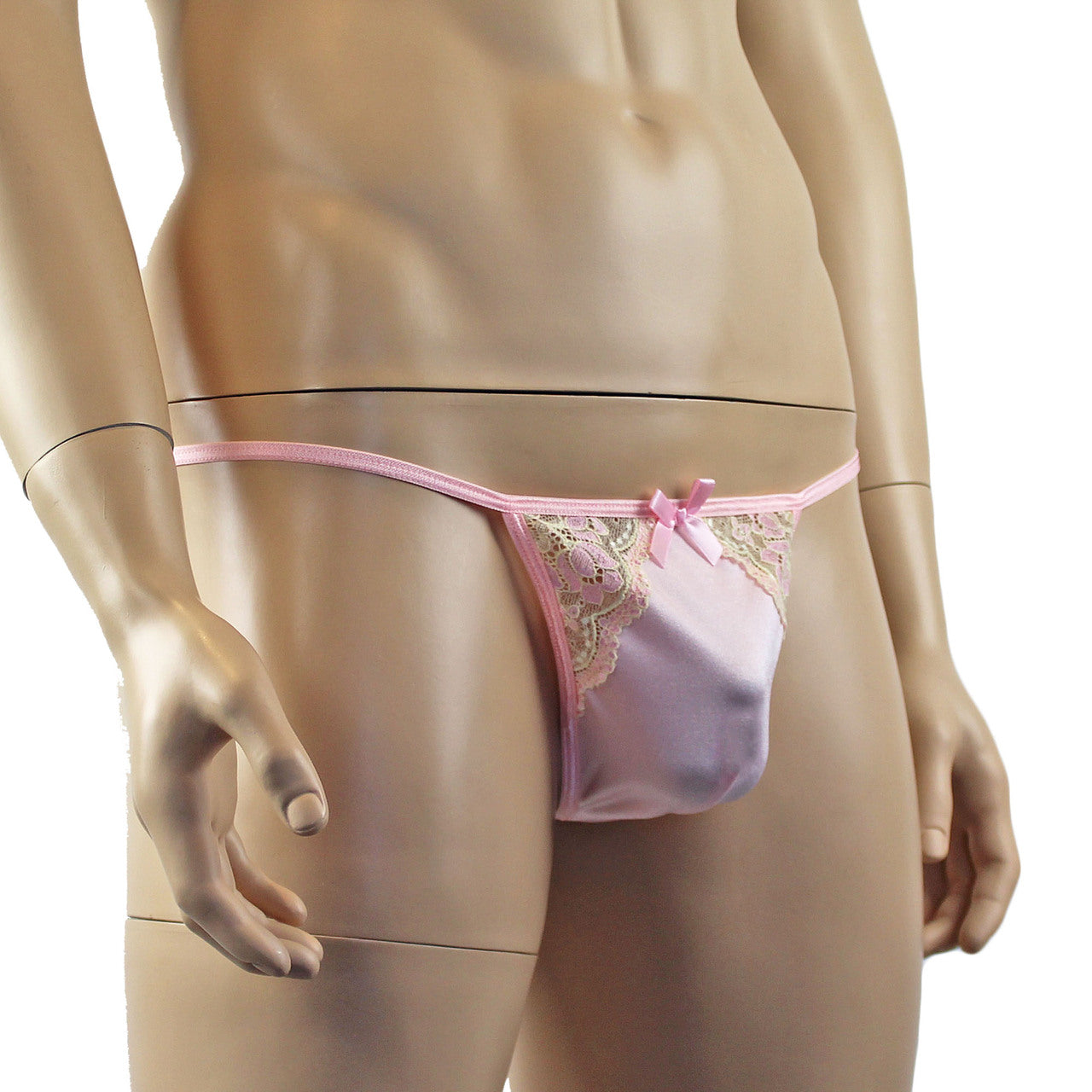 Mens Luxury Stretch G string with Lace Piece Front (pink plus other colours)