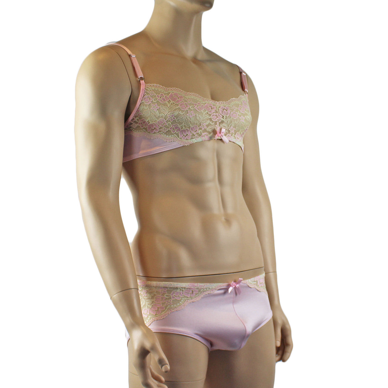 Mens Luxury Bra Top and Bikini Brief (pink plus other colours)
