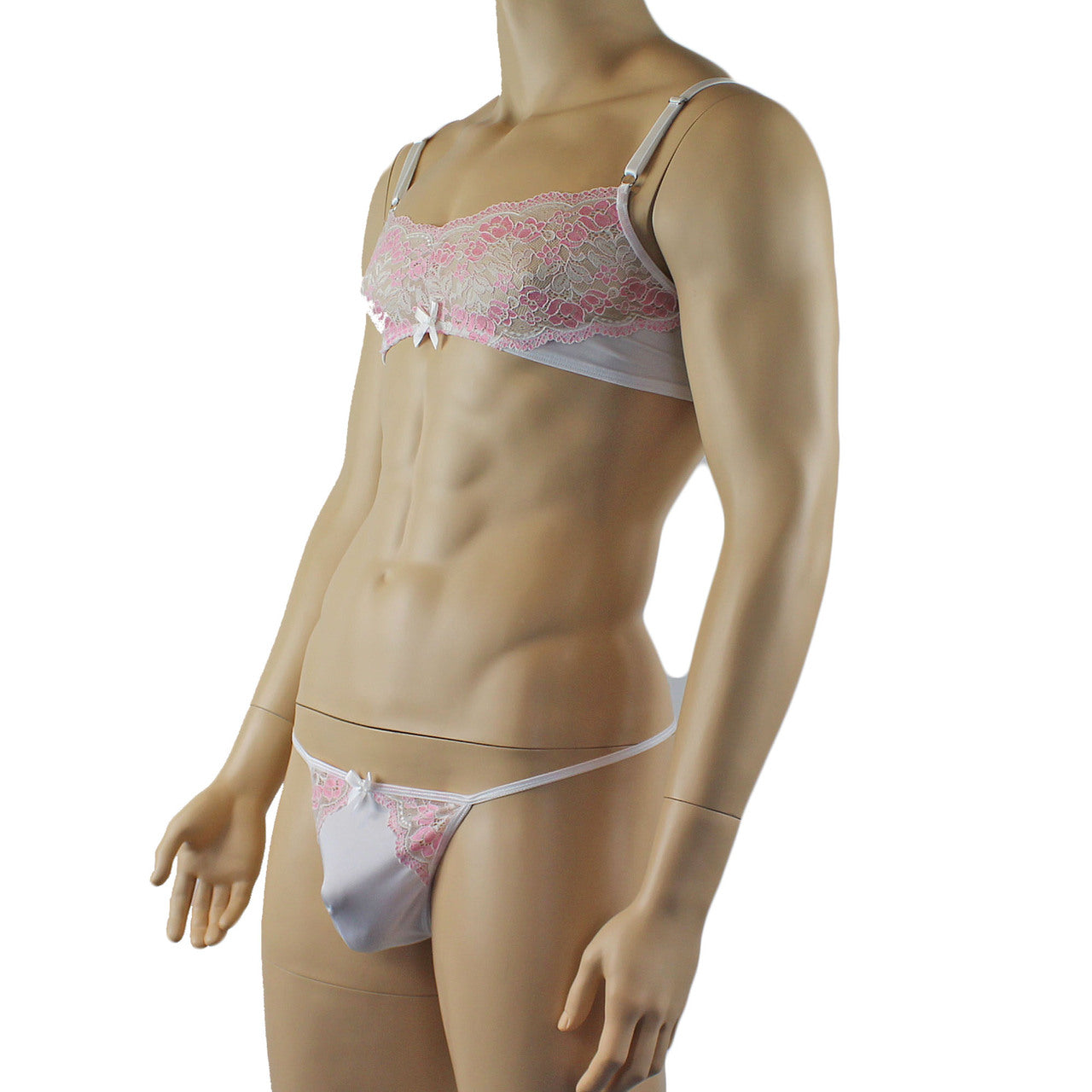 Mens Luxury Bra Top and G string (white plus other colours)