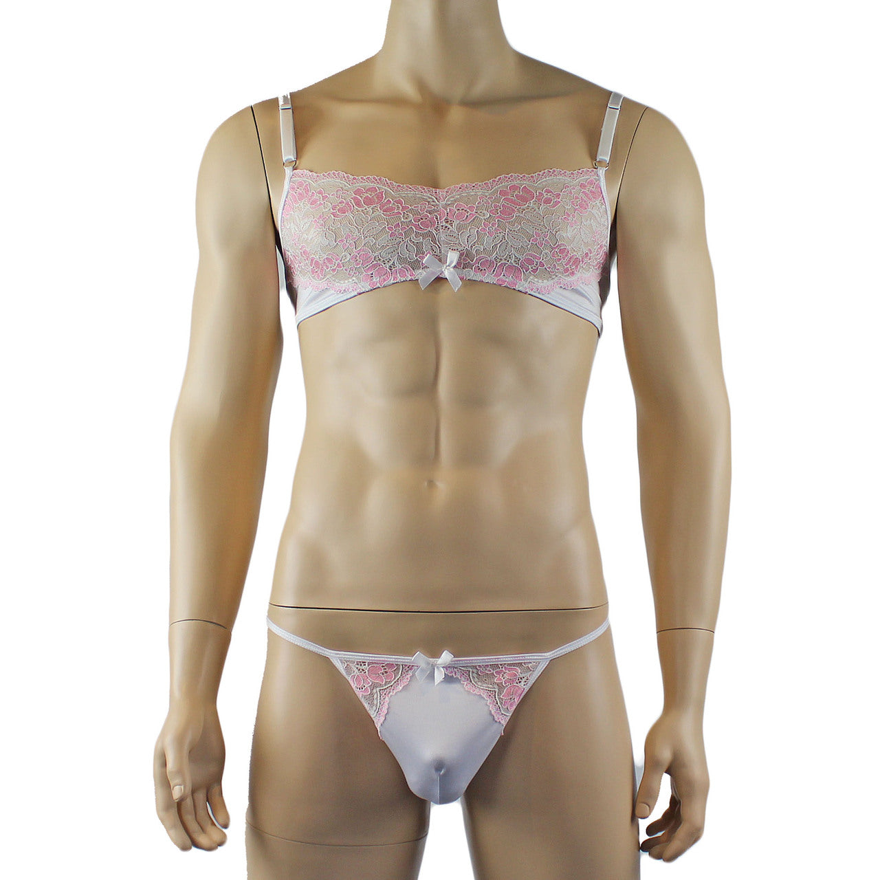 Mens Luxury Bra Top and G string (white plus other colours)