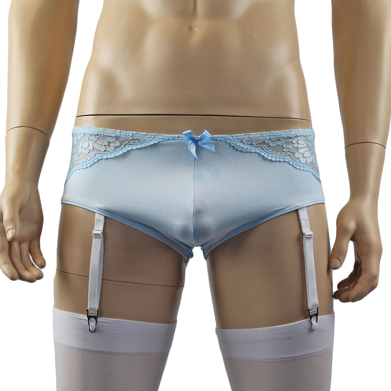 Mens Luxury Boxer Brief with Detachable Garters and Stockings (light blue plus other colours)