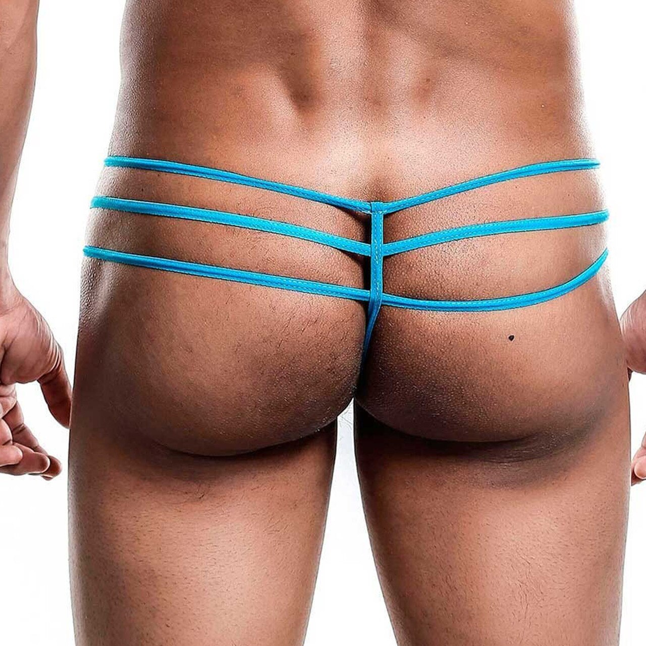 Mens Male Basics Lace G string Thong with Triple Straps Turquoise