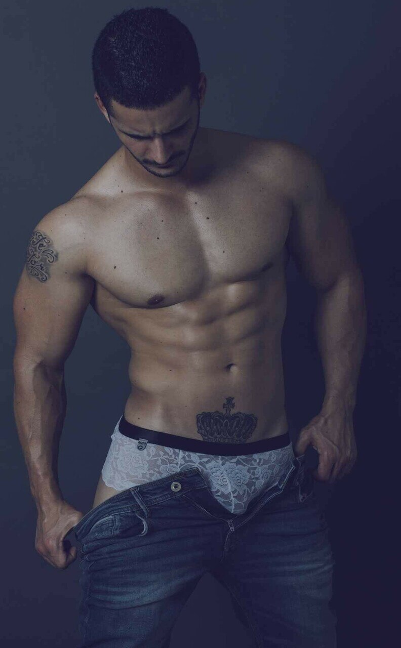 Mens Lace Cheeky Boxer Brief White