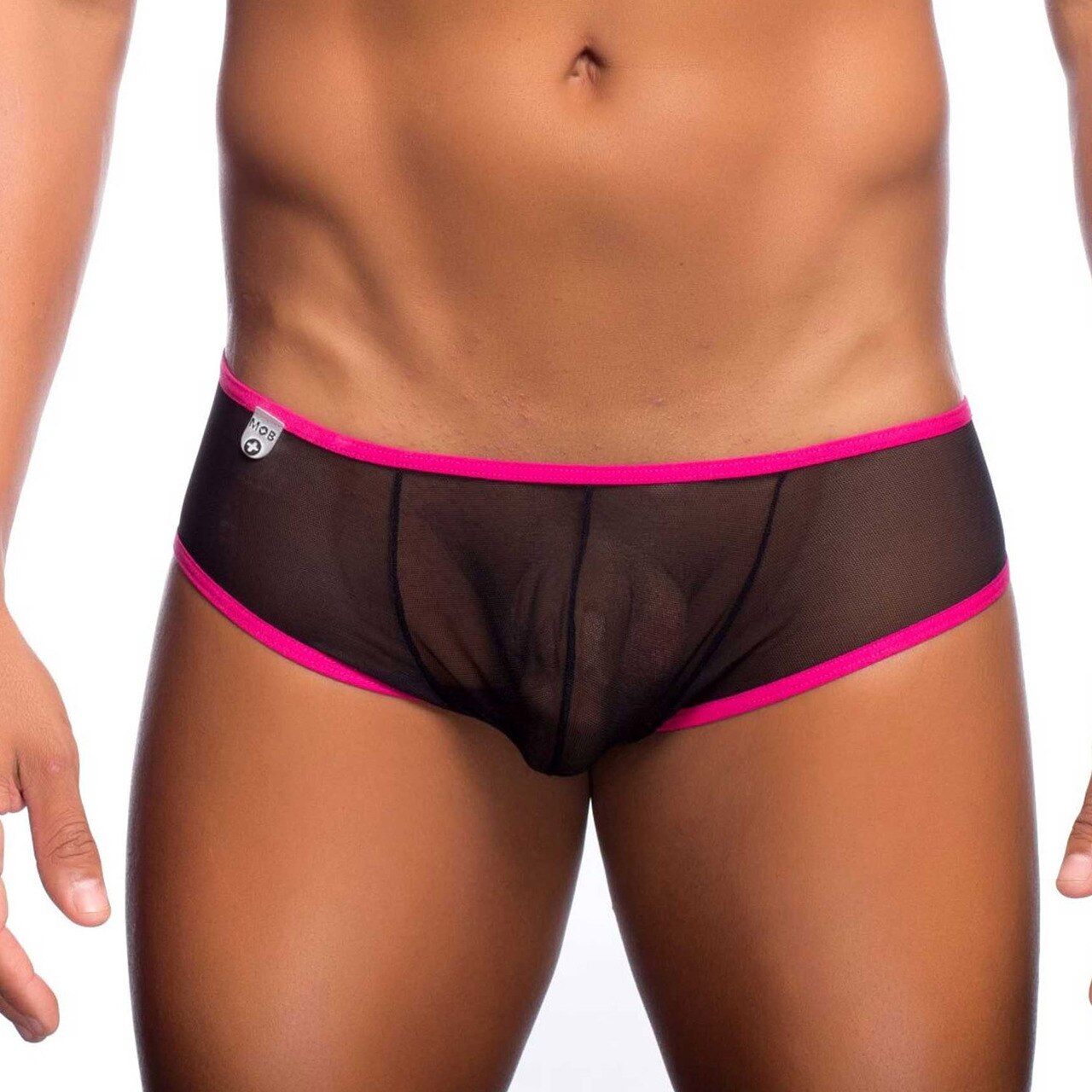 Mens Sheer Mesh Cheek Boxer Brief Black