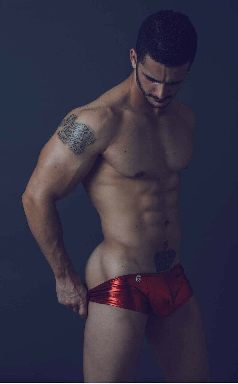 Malebasic Mens Metallic Shorts Red