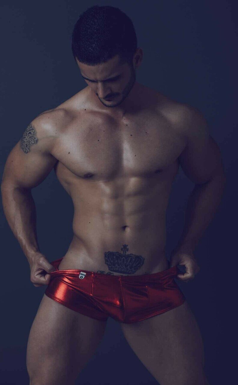 Malebasic Mens Metallic Shorts Red